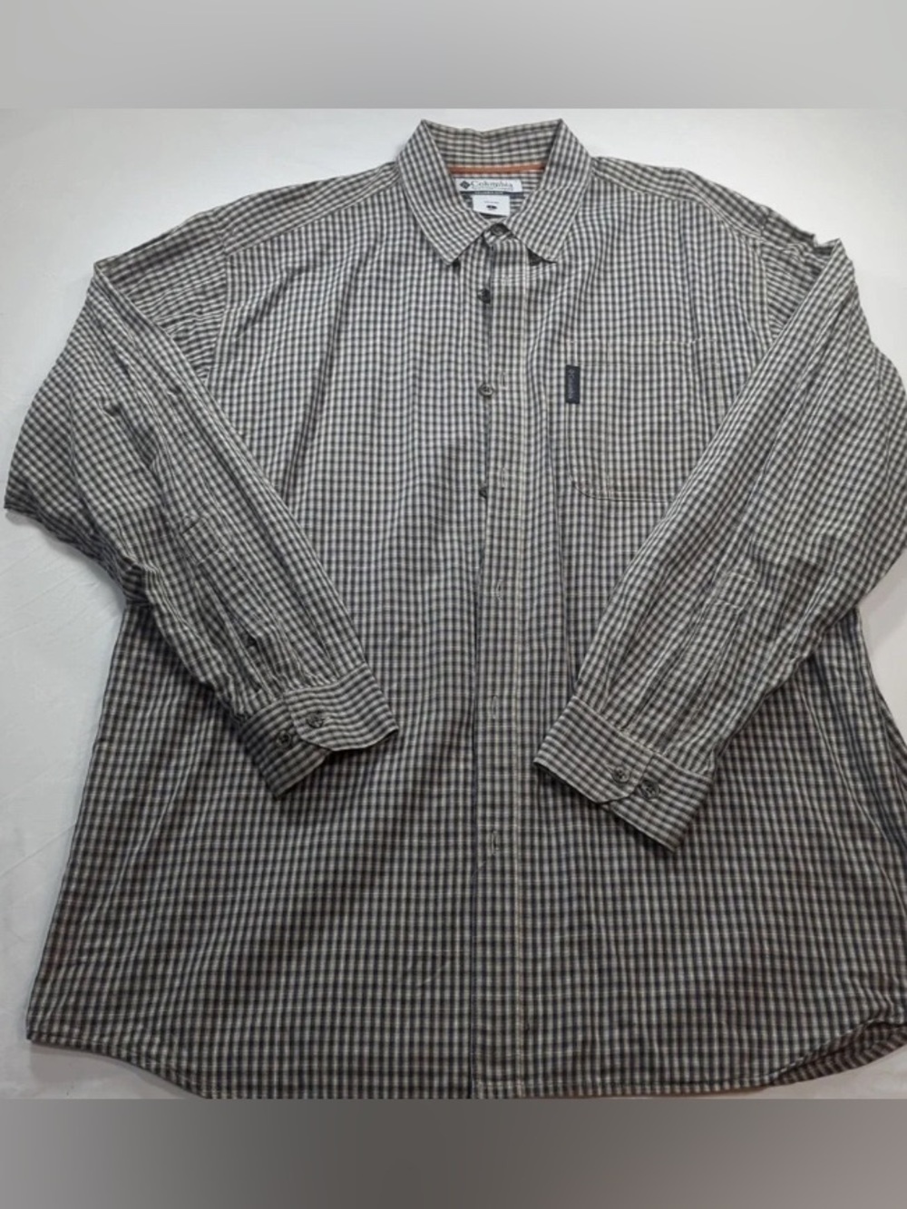 Columbia Men's Plaid Button-Down Shirt in Brown and Gray
